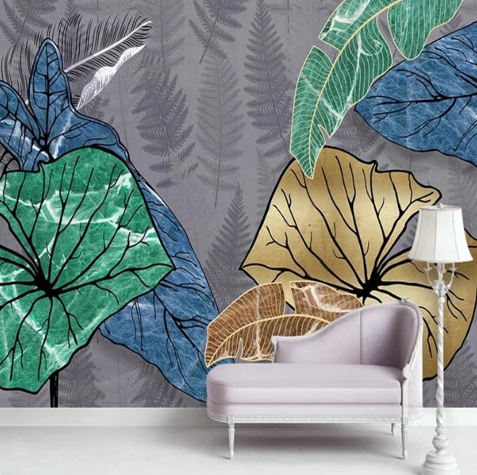 Feuilles d'or papier peint 3D haut de gamme pour une décoration d'intérieur chic
