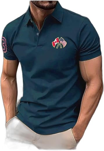 AIN6 Merriment Printed, Solid Men Polo Neck Dark Blue T-Shirt (EAN1003-Airforce_XXL)_PT