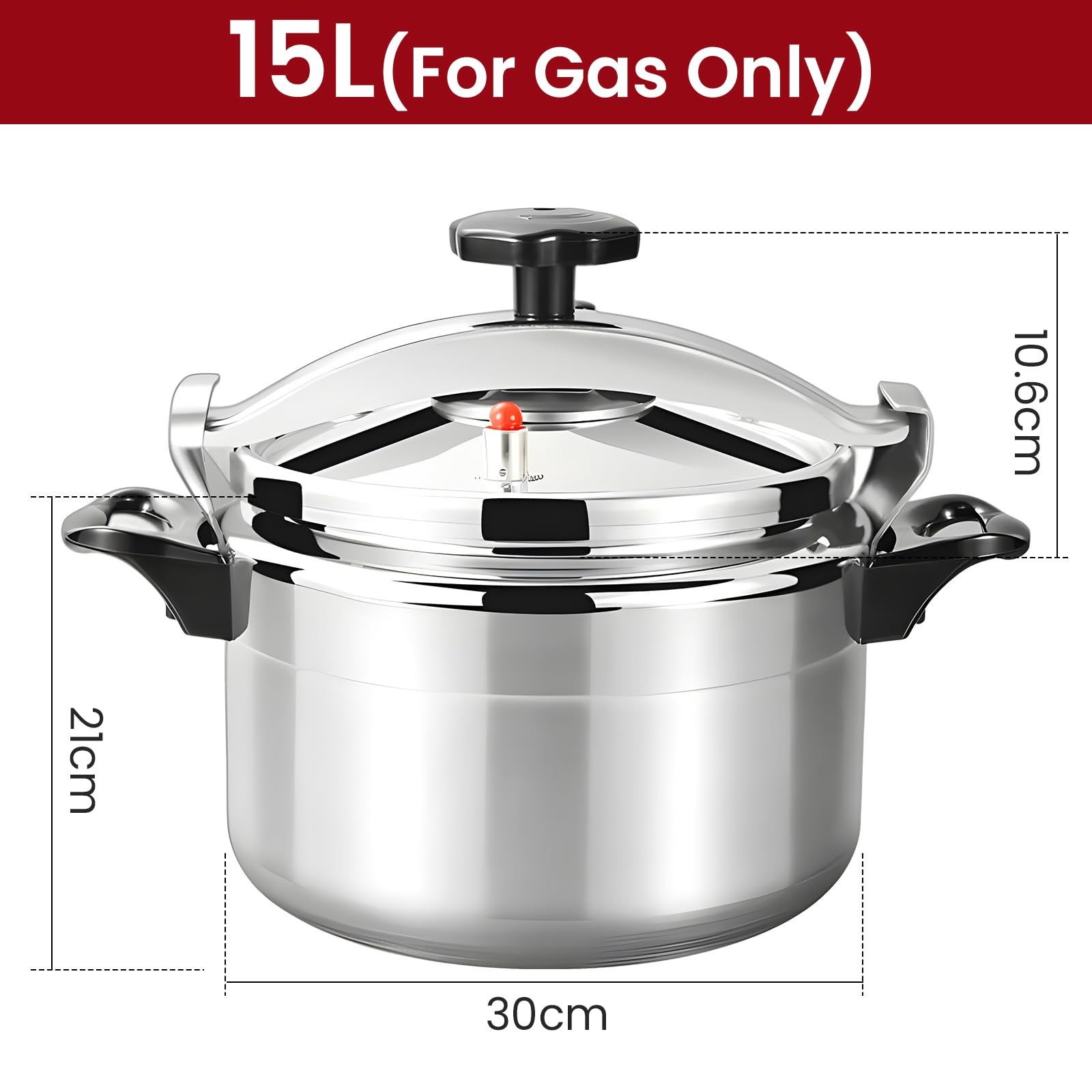 Pentole a pressione 3L/7L/9L/11L/15L,Pentole a pressione professionali in alluminio con sistema di coperchio a chiusura sicura, doppio manico, per tutti i giorni in cucina, multicooker (15L)