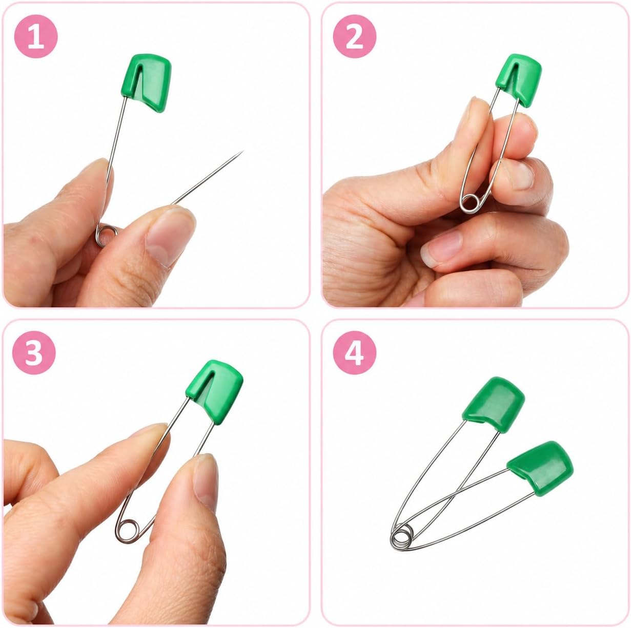 Mr. Pen- Diaper Pins, 2.2", 100 pcs, Stainless Steel, Plastic Head | Nappy Pins with Safe Locking Closures for Crafts, Colorful Laundry Pins
