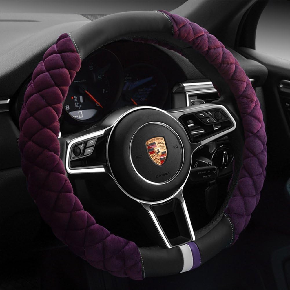 Cxtiy Universal Car Steering Wheel Cover Fluffy Soft Winter Plush Steering Wheel Cover (A-Purple)