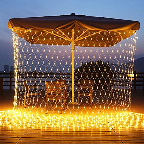 Image of LED Net Mesh String Lights, 6.6Ft X 6.6Ft, 144 LEDs, 8 Modes Diwali Decor with Diwali Lights for Home Decoration! LED Diwali Light, LED Lights for Home Decoration (Warm Net Light)