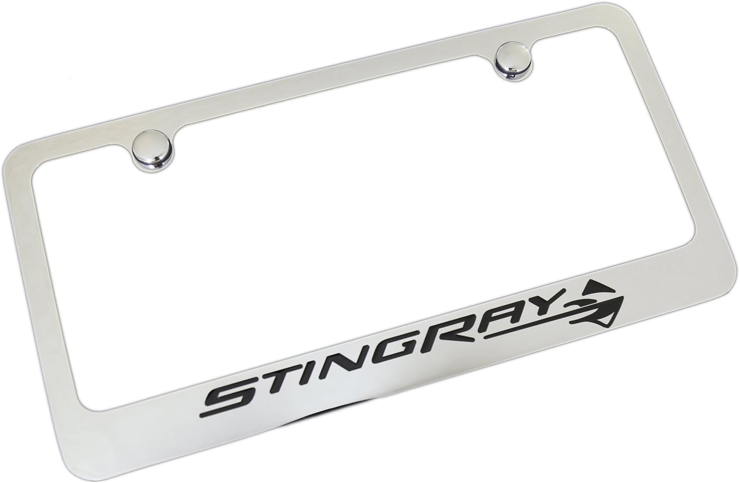 C7 Corvette Stingray Chrome License Plate Frame with Stingray Script & Fish Logo