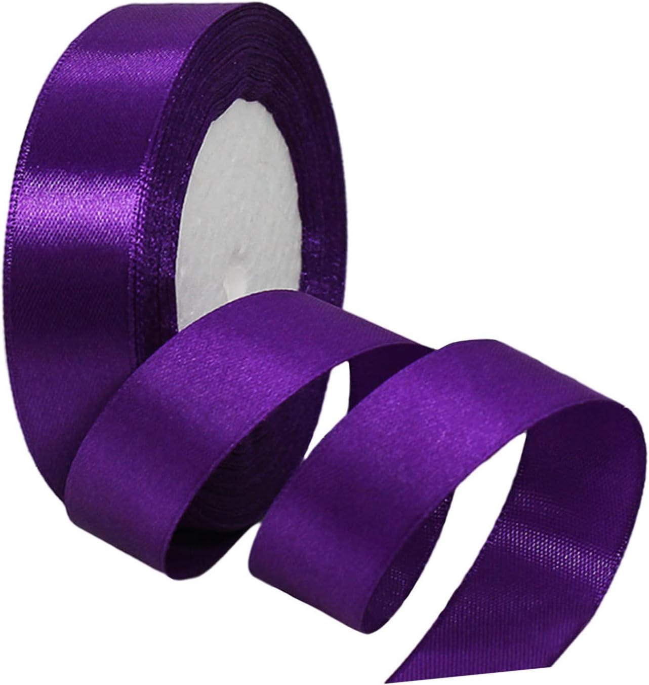 Purple Ribbon 25mm for Gift Wrapping 22M, Double Sided Purple Satin Ribbon 25mm Thick Fabric