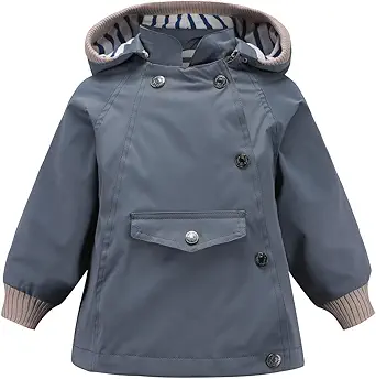ACESTAR Boys Girls Waterproof Hooded Rain Jacket Kids Cotton Lined Rain Coat Toddler Windbreaker Spring Fall Raincoat