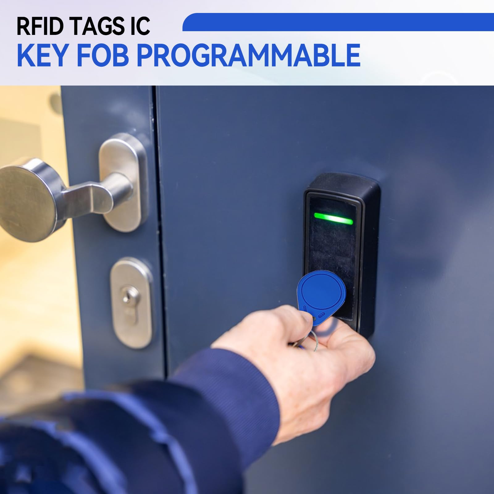 MIFARE Llaveros clásicos 1K RFID IC ISO14443A 13.56 MHz tarjeta control acceso azul 50 unidades