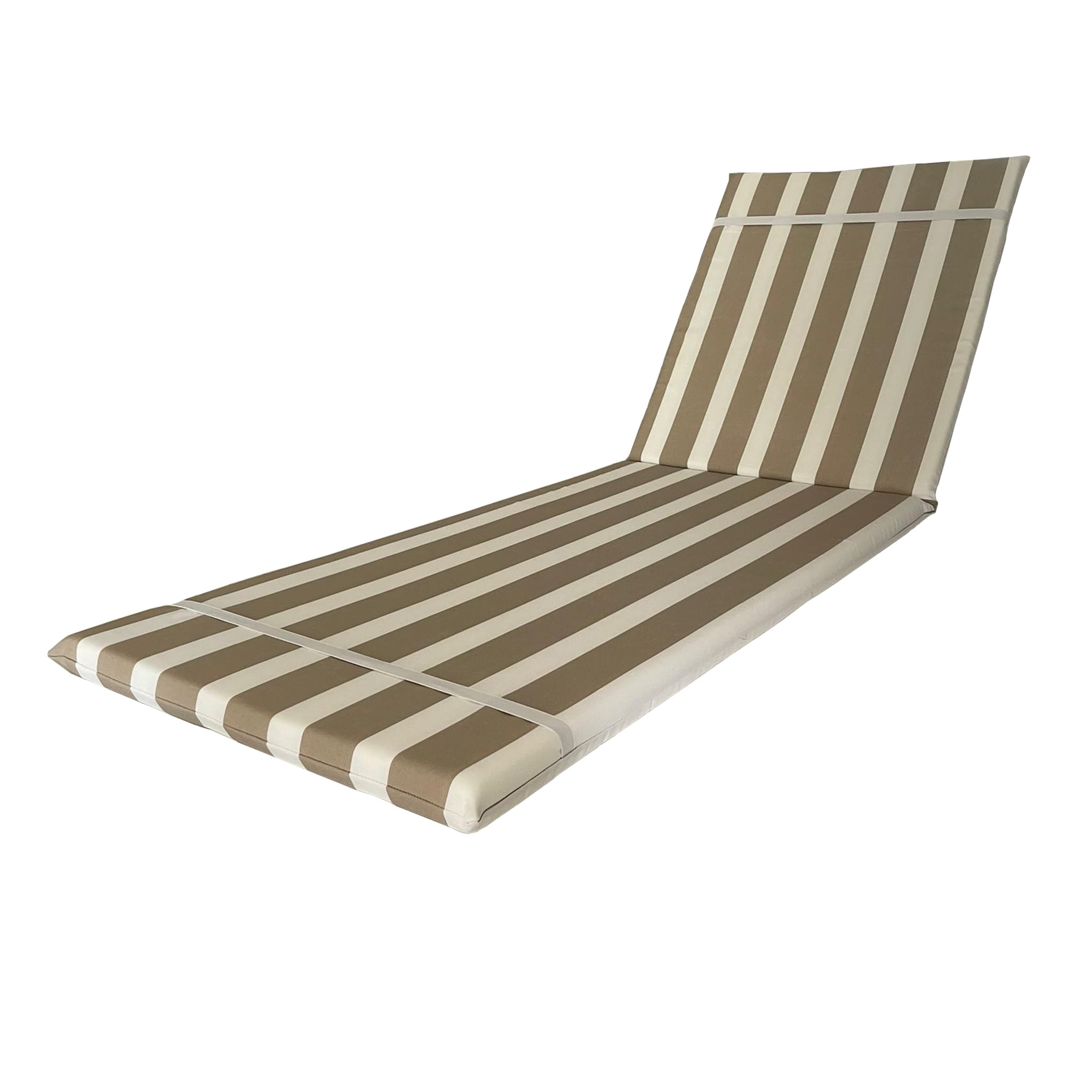 Il Tuo Artigiano Design Cuscino Impermeabile per Lettino prendisole fasciato - 190x60 cm Poliestere Idrorepellente - Cuscino sfoderabile made in Italy (Bianco e beige)