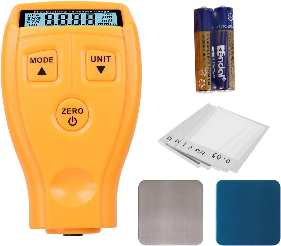 Digital Automotive Film / Coating Thickness Gauge, LCD Measuring 0~1.80mm / 0~71.0 Mil Ultrasonic Paint Iron Car Painting Thickness Tester Meter Tool for Manufacture, Metal Working, Chemical Industry