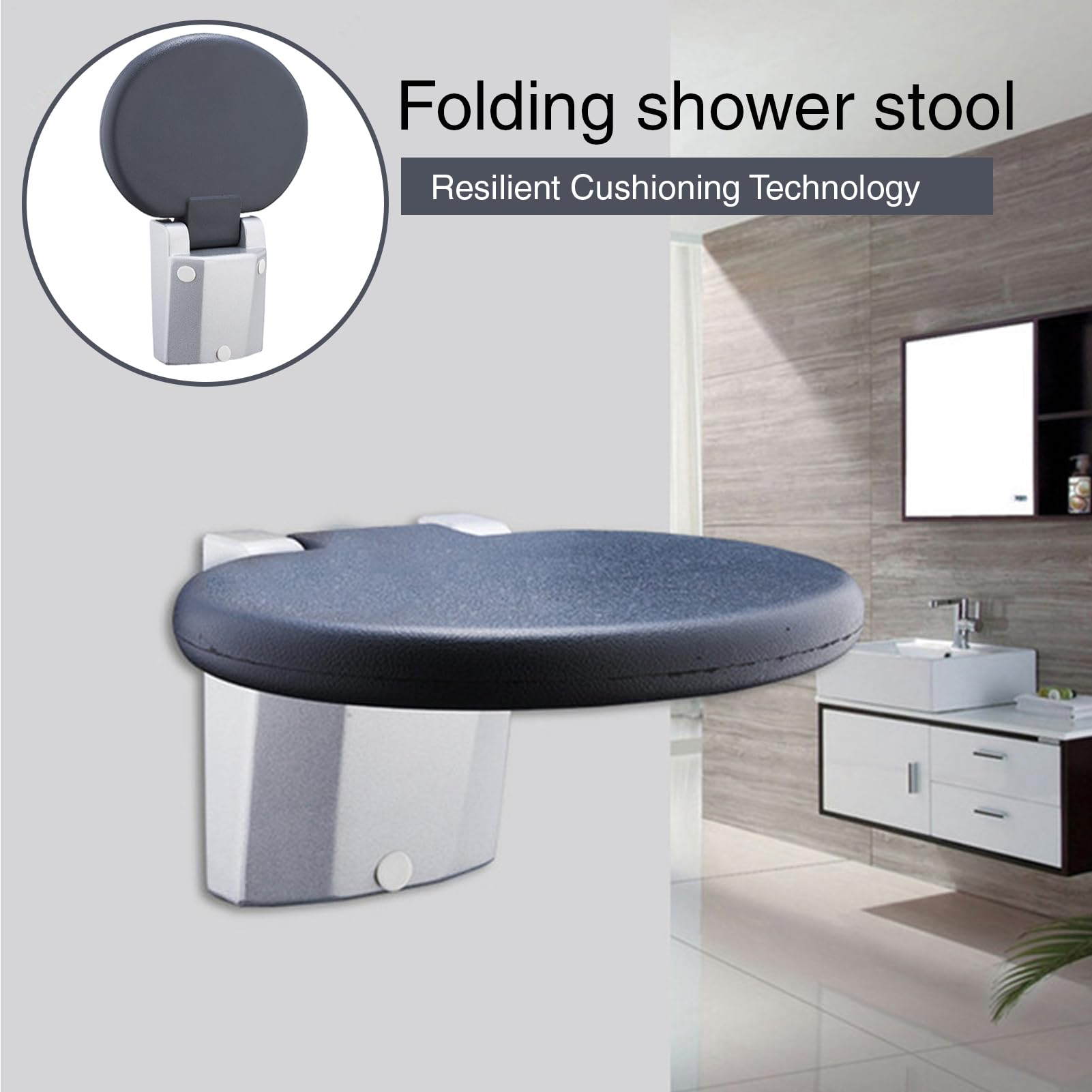 Asiento De Ducha Plegable De Pared Asiento De Ducha Plegable Antideslizante | Silla Resistente Ergonómica Que Ahorra Espacio Para Personas Mayores En Interiores Pequeños