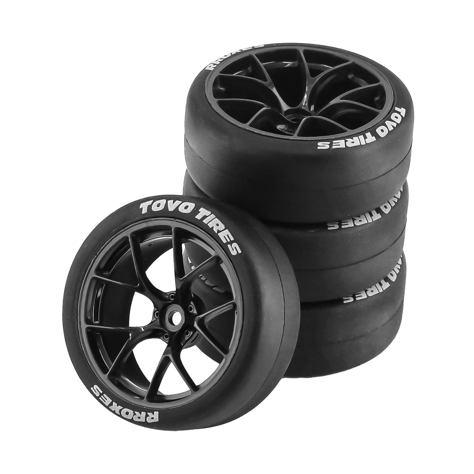 Amagogo 4X Ruote E Pneumatici per Veicoli Rc, Rc Auto Rally Pneumatici di Ricambio 12mm Mozzo Resistente all'Usura Durevole per Xv01 1/10 su Strada Touring Car Accessori, Nero