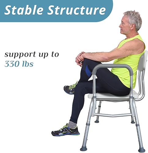 Miniatura 2 de Winado Banco de transferencia de bañera para bañera con respaldo y reposabrazos acolchado, soporta hasta 330 libras de asiento de silla de baño de