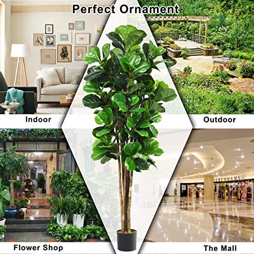 Aurcs Artificial Fiddle Leaf Fig Tree, Nearly Natural Greenery Plant With 232 Leaves, Multiple Trunks, Potted Fake Ficus Lyrata Tree For Home, Office, Store, Indoor Outdoor Decoration (6Ft) #TOP2