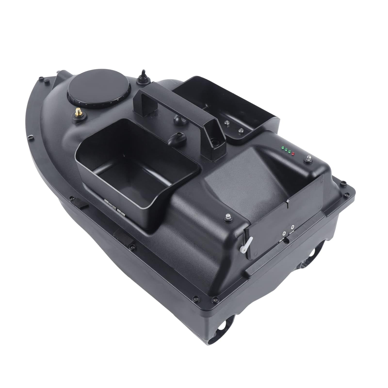 Barca di esche, Barca di avviatore telecomandato 500 m, 3 contenitori di esche, carico 2 kg, crociera automatica, batteria 5200 mAh, ideale per pesca in fiumi e laghi (nero)