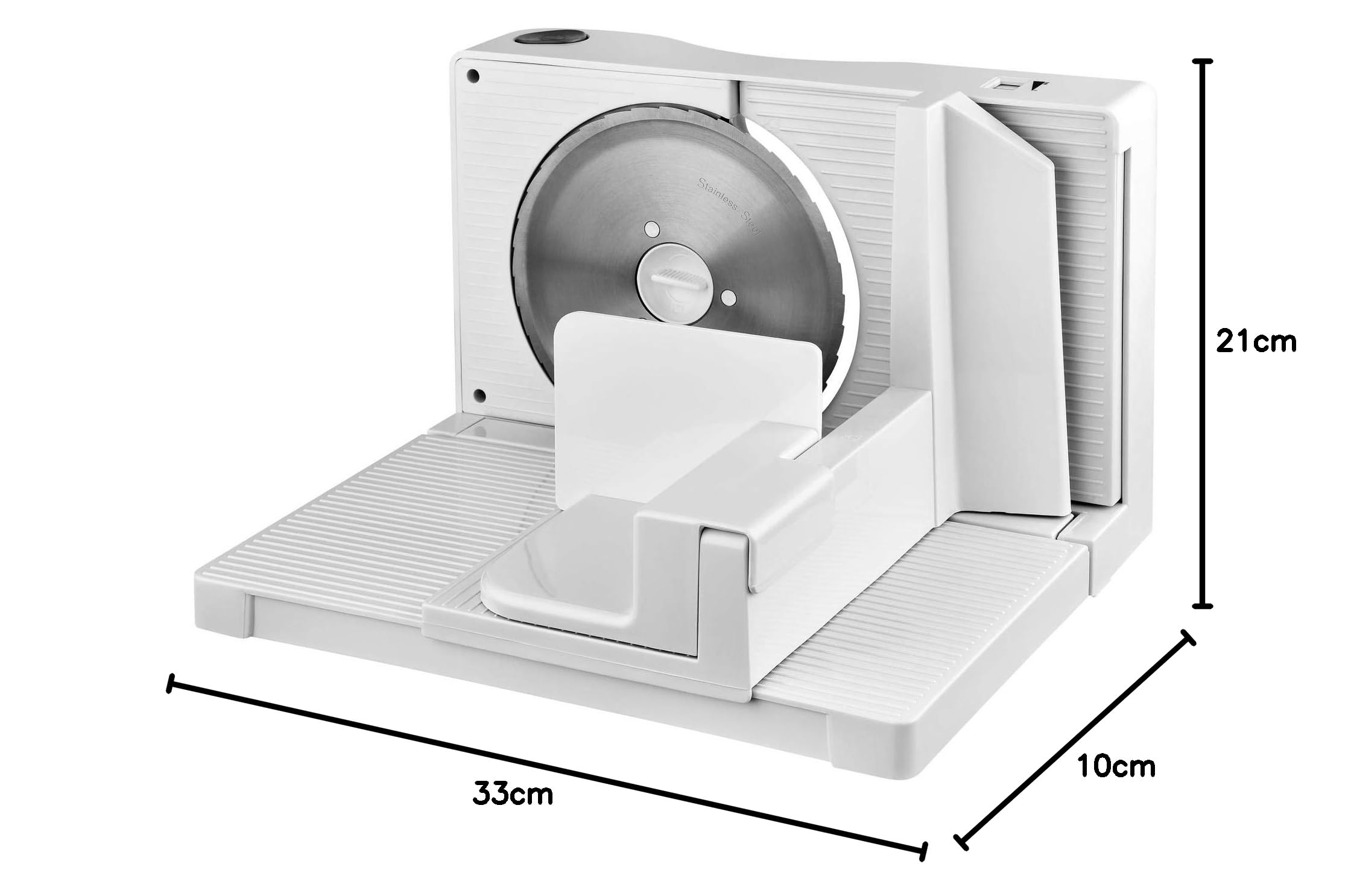 KALORIK TKG AS 1004 WH PL Allesschneider, 17 cm Messer, elektrisch, klappbar, einstellbar 0-15mm, für Gemüse, Brot und Aufschnitt, 100 W, Weiß