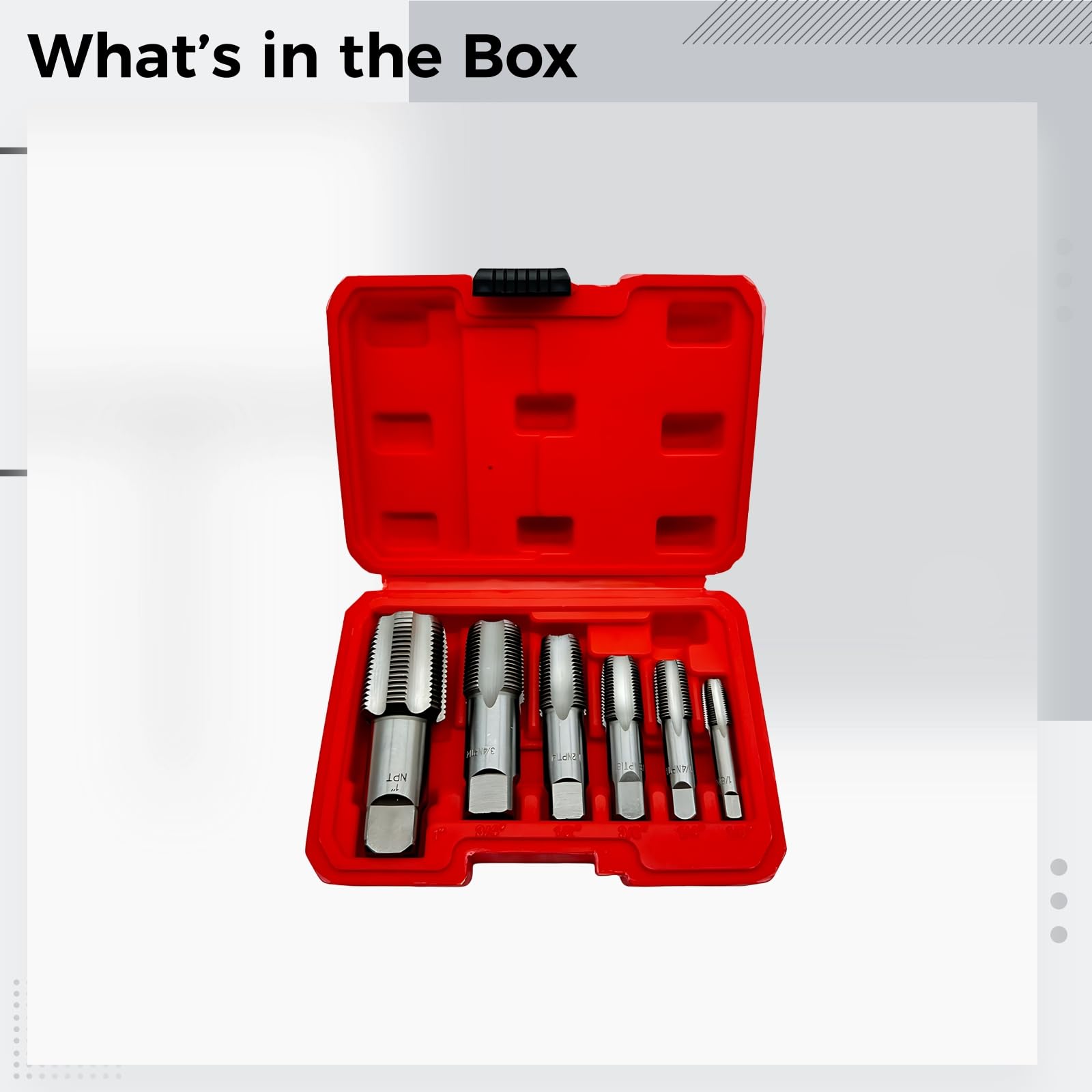 Juego de 6 extractores de tuberías, Npt, herramientas de fontanería, reparación de roscas para fontaneros profesionales, herramientas de fontanería de metal y estuche de plástico, color rojo