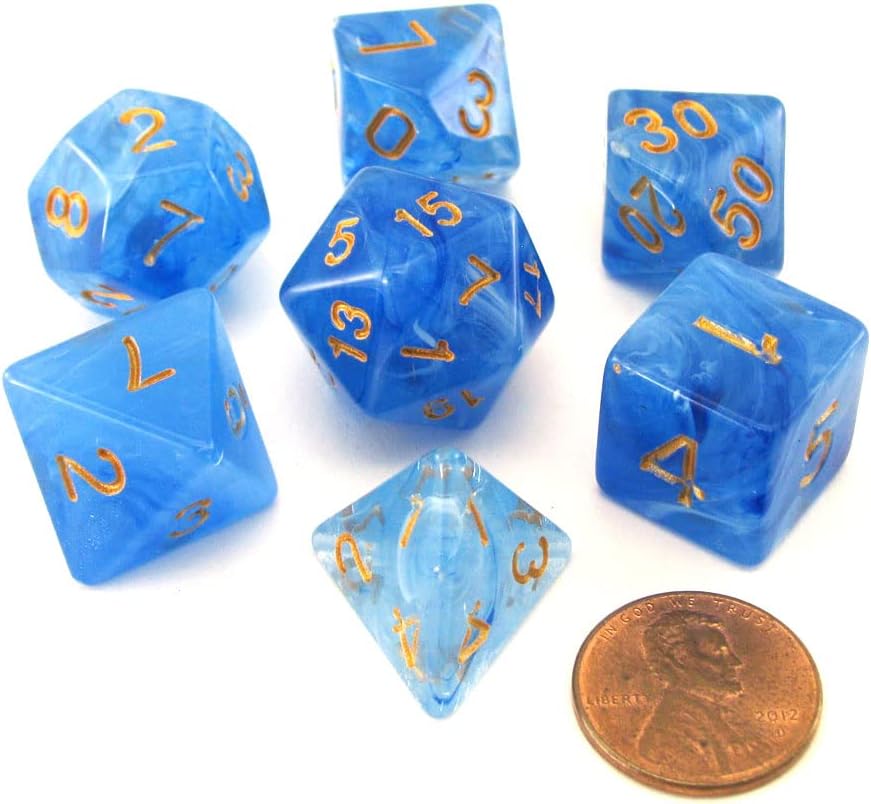 Reaper Miniatures 19025: Lucky Dice - Gem Blue - Pizza Dungeon Dice