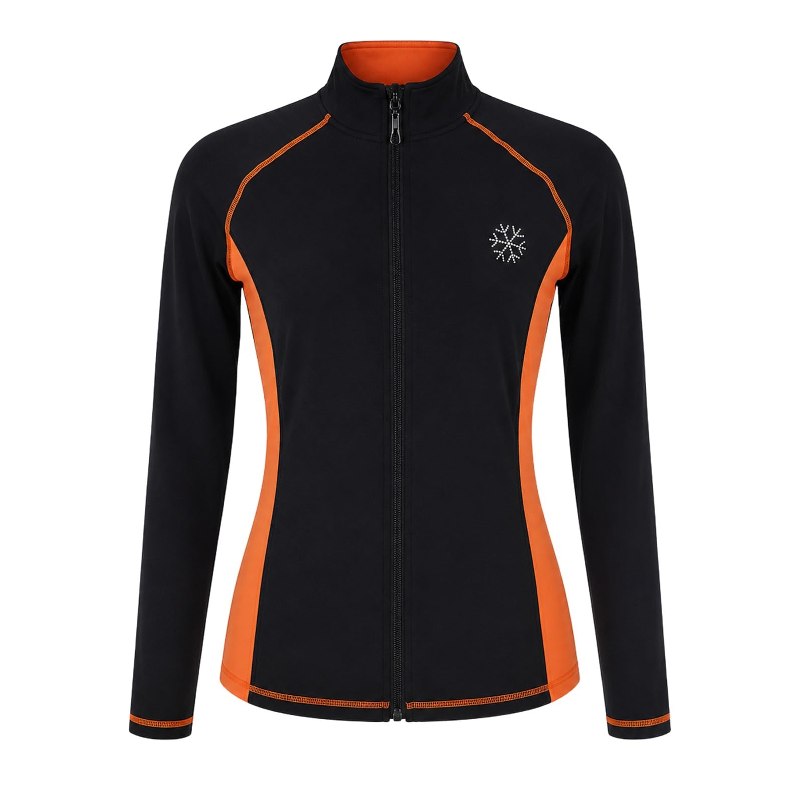 Eiskunstlauf Jacke Damen Teen Reißverschluss Training Eisbahn | Jacke mit Stehkragen, Reißverschluss, Kontrasteinsätzen, taillierter Passform und Strassdetail for Eisbahntraining,