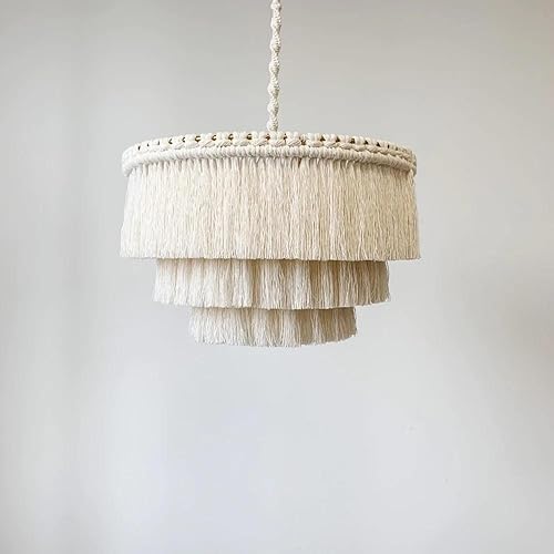 Miniatura 3 de lagom Lámpara de araña bohemia, lámpara colgante con borlas, candelabro de flecos. Lámpara de macramé hecha a mano, lámpara de techo con flecos de