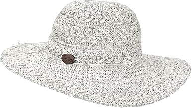 Panama Jack Women's Crocheted Toyo Sun Hat with Sizing Tie, 4" Big Brim