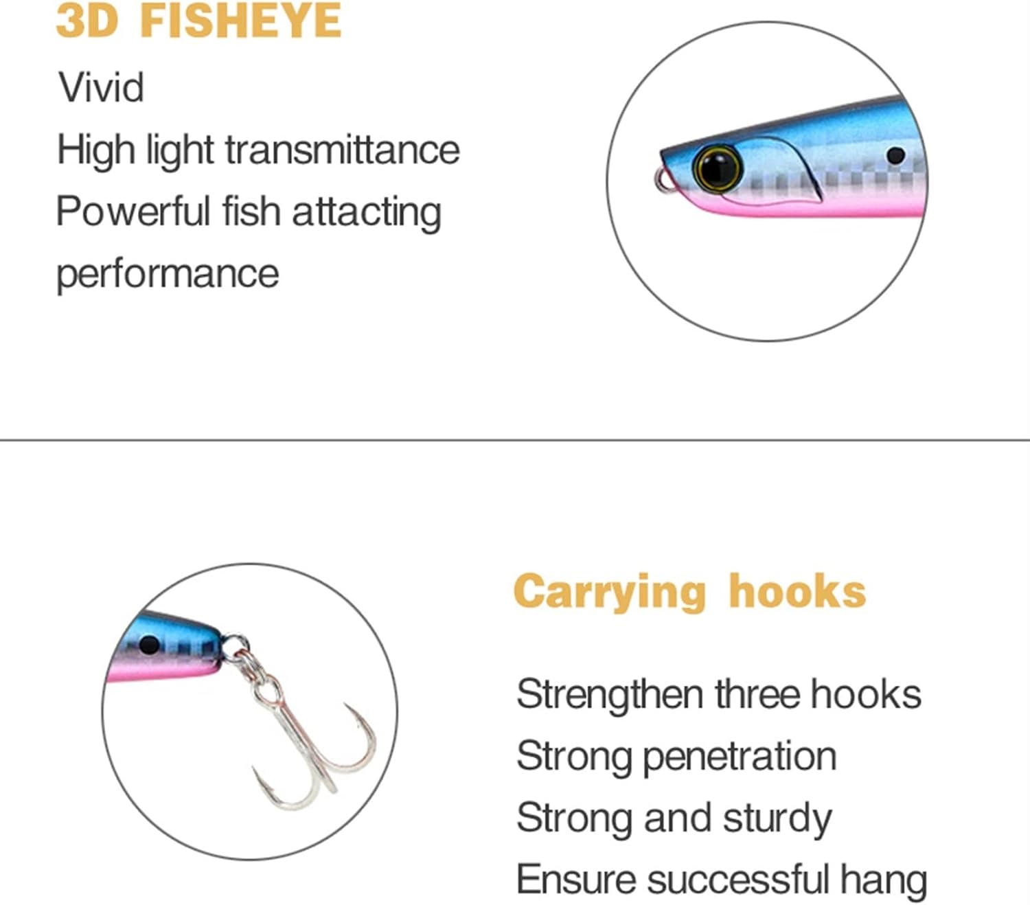 5Pcs 80mm/18g Fishing Lures Wobblers Sinking Pencil Lure Artificial VIB Hard Bait 3D Eyes Treble Hook Seawater Jerkbait Pike Fishing Tackle