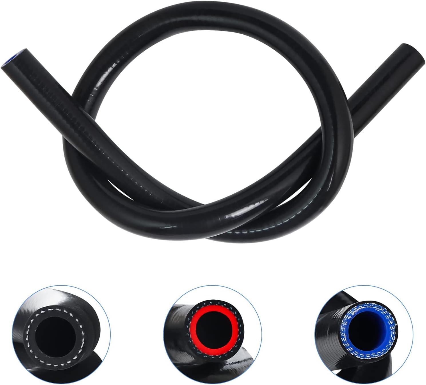 5/8"X5FT Silicone Heater Hose Coolant Hose 2 Ply High Temp Nylon Reinforced 4.5MM Thick Black