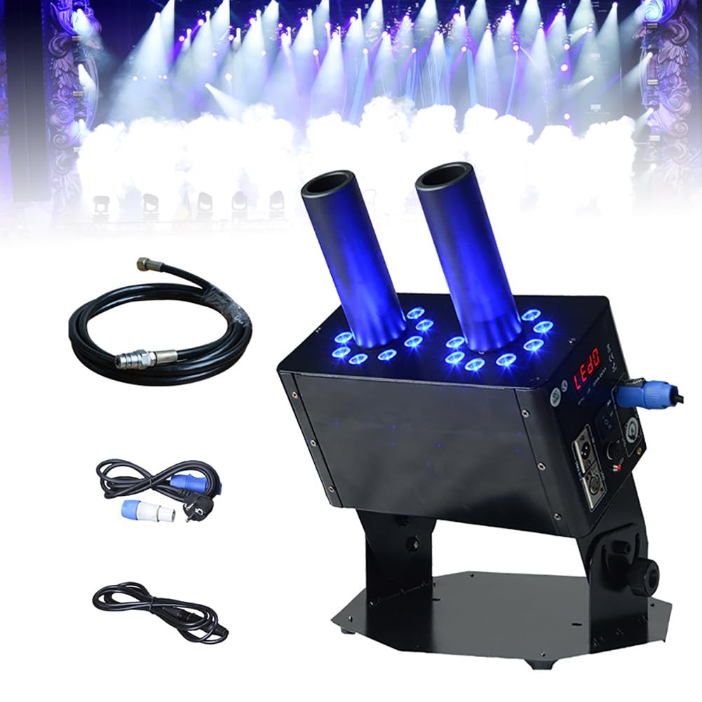 Machine à Jet de CO2 à Double tête 100W, Machine à Brouillard de scène avec Tuyau de 6M, Machine à Brouillard de Colonne de CO2 à Effet de scène (Black)
