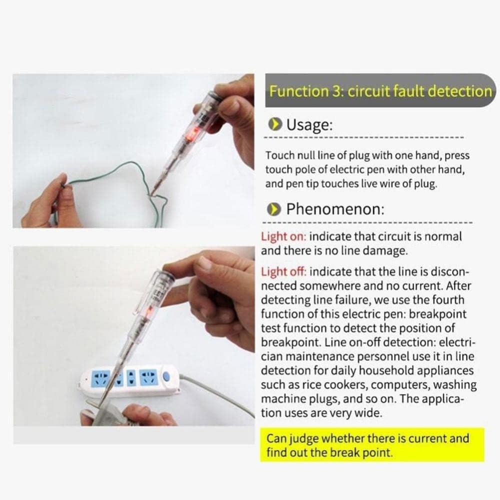 Stylo testeur électrique, 70–250 V, portable, étanche, avec lumière de couleur LED, sans contact, stylo testeur de tension CA