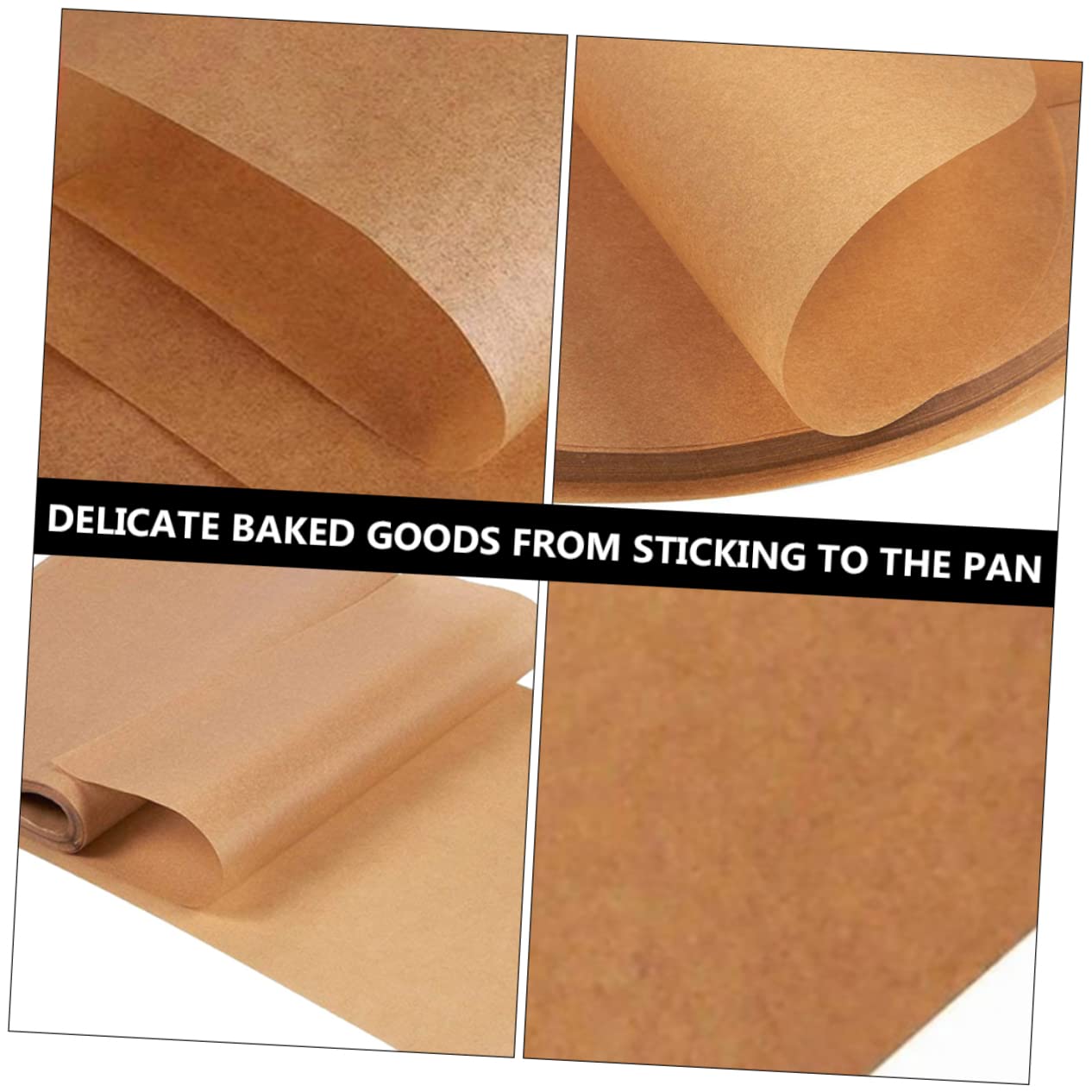 DECHOUS Carta da Forno Antiaderente per Barbecue e Friggitrice ad Aria, 200 Pezzi Marrone in Polpa di Legno, Resistente ad Alte Temperature e Assorbi Olio per Cottura e Barbecue