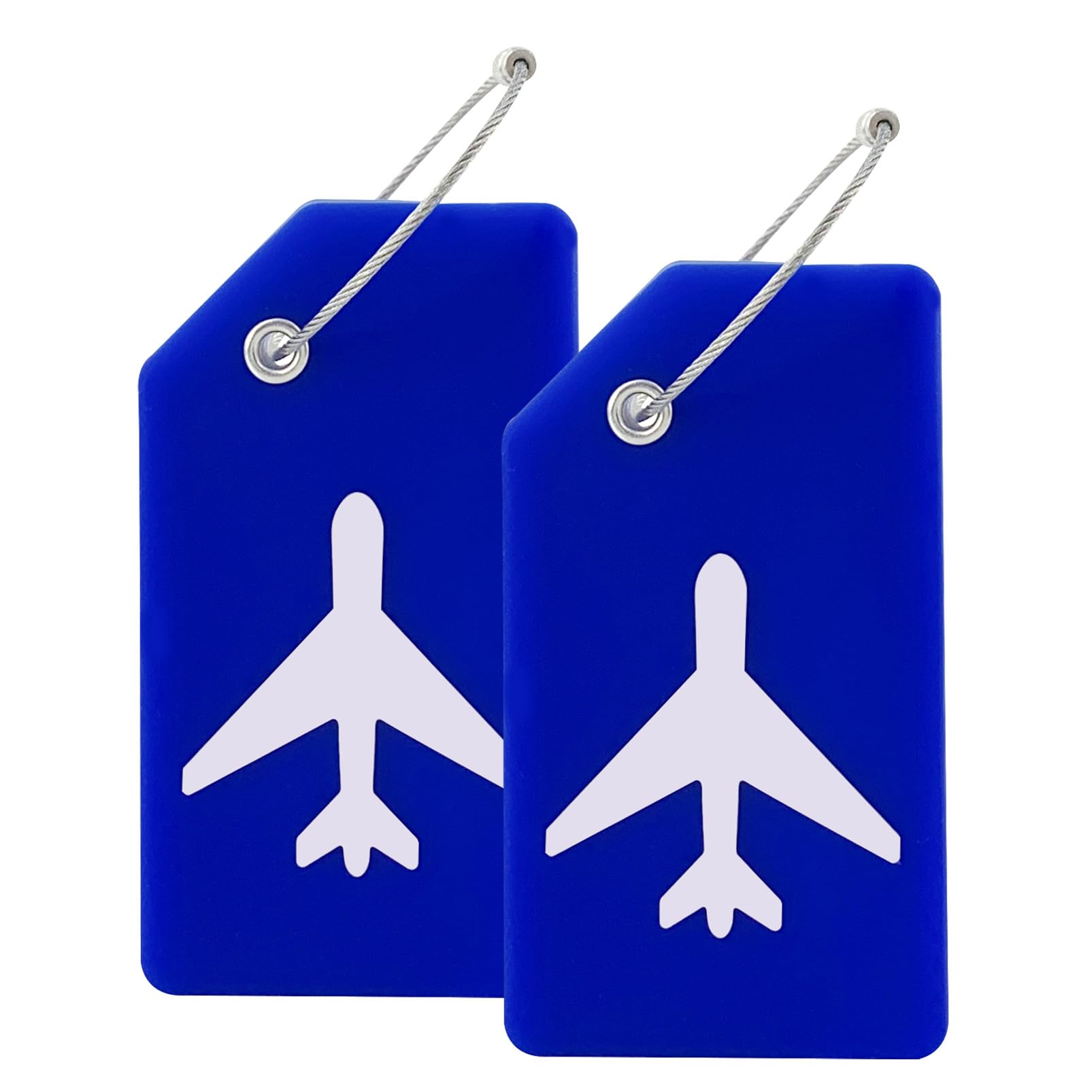 Mziart 2 Pack Silicone Luggage Tags for Suitcases Travel Bag Tags for Luggage, Baggage Suitcase Tags with Privacy Name ID Card (Blue)
