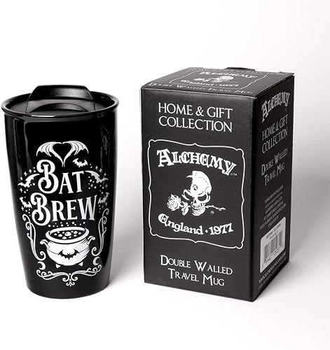 Miniatura 7 de Ebros Gift Gótico Wicca Sacred Bat Brew Magic Cauldron Taza de viaje de cerámica de doble pared con tapa 12oz Café Té Bebida Tazas Tazas Alquimia