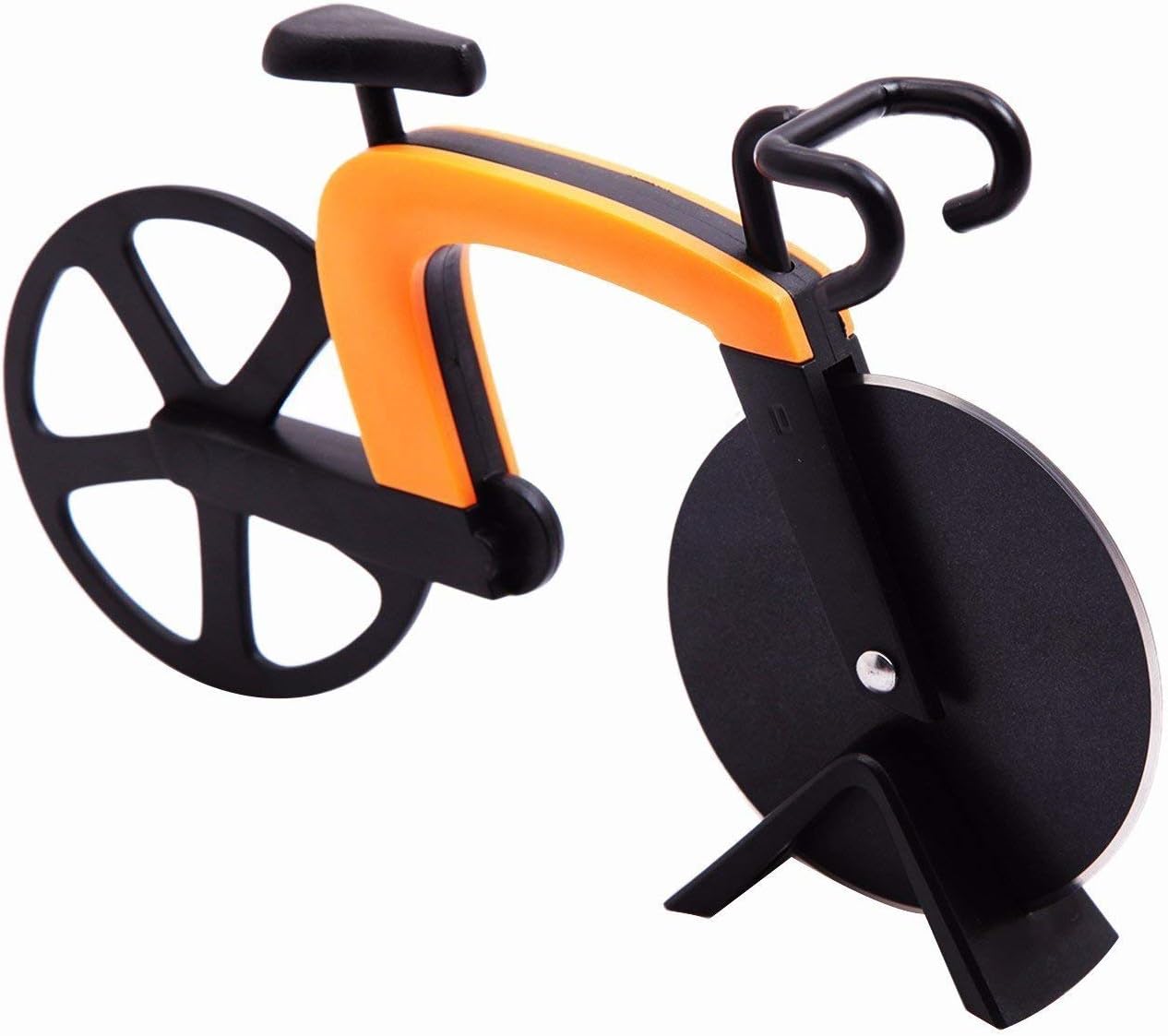 G.a HOMEFAVOR Bicycle Pizza Cutter - Stainless Steel Pizza Bike Cutting Wheel, White Elephant Gift for Pizza Lover, Funny Kitchen Gadgets, Mini Pizza Knife, Decorative, Personalized, Orange