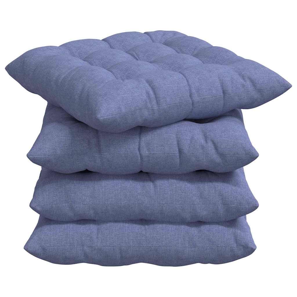 Cuscini da seduta 4 pezzi, 40 x 40 x 6 cm, tessuto blu denim