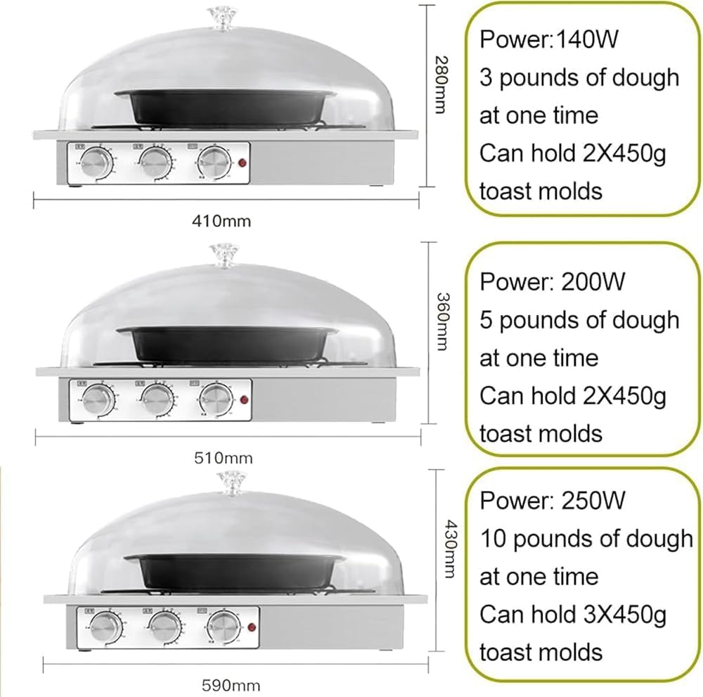 Electric Dough Proofer | Large Capacity Bread Proofing Box | Humidity & Temperature Adjustable | 0-120min Timer | Fermentation Tank for Baking(Size:Small)