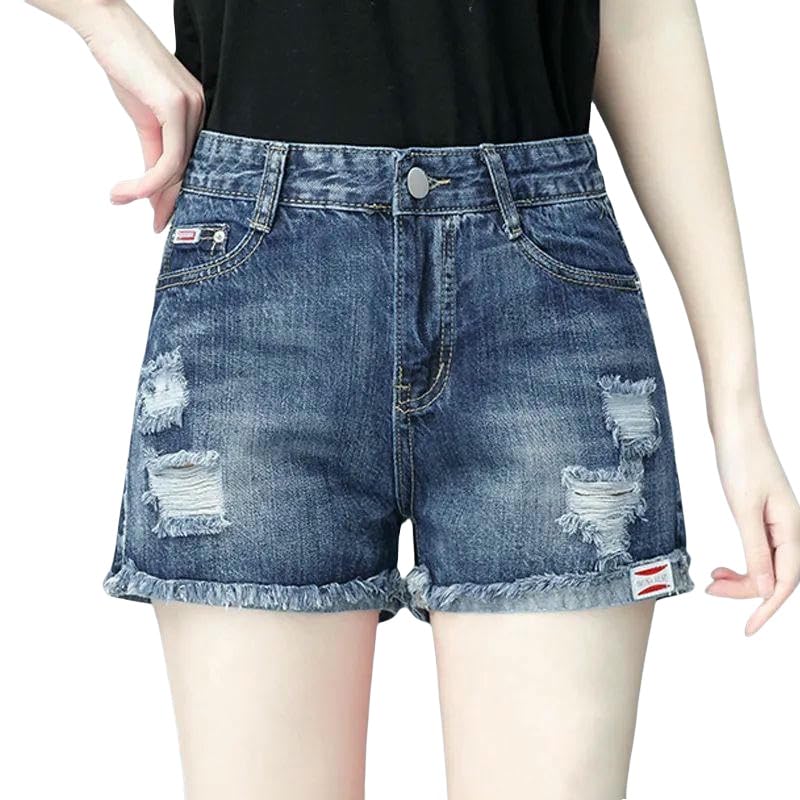 Short en jean femme amincissant taille haute pour morphologie