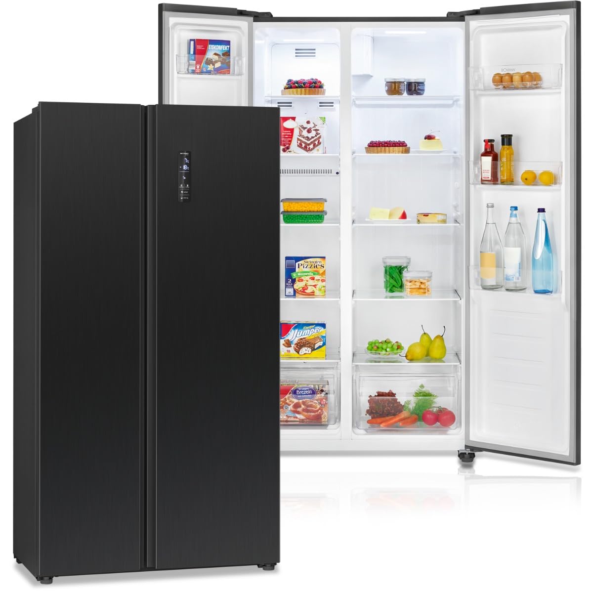 Bomann® SBS 7344 SBS 7344 Side by Side Cooling Freezer Combination No Frost 442 L Capacity Fridge with MultiAirflow Technology Consumption 287 kWh per Year