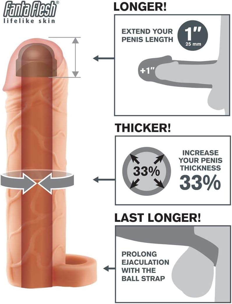 Pipedream Fantasy X-Tensions Perfect with Ballstrap, Flesh, 1 Inch