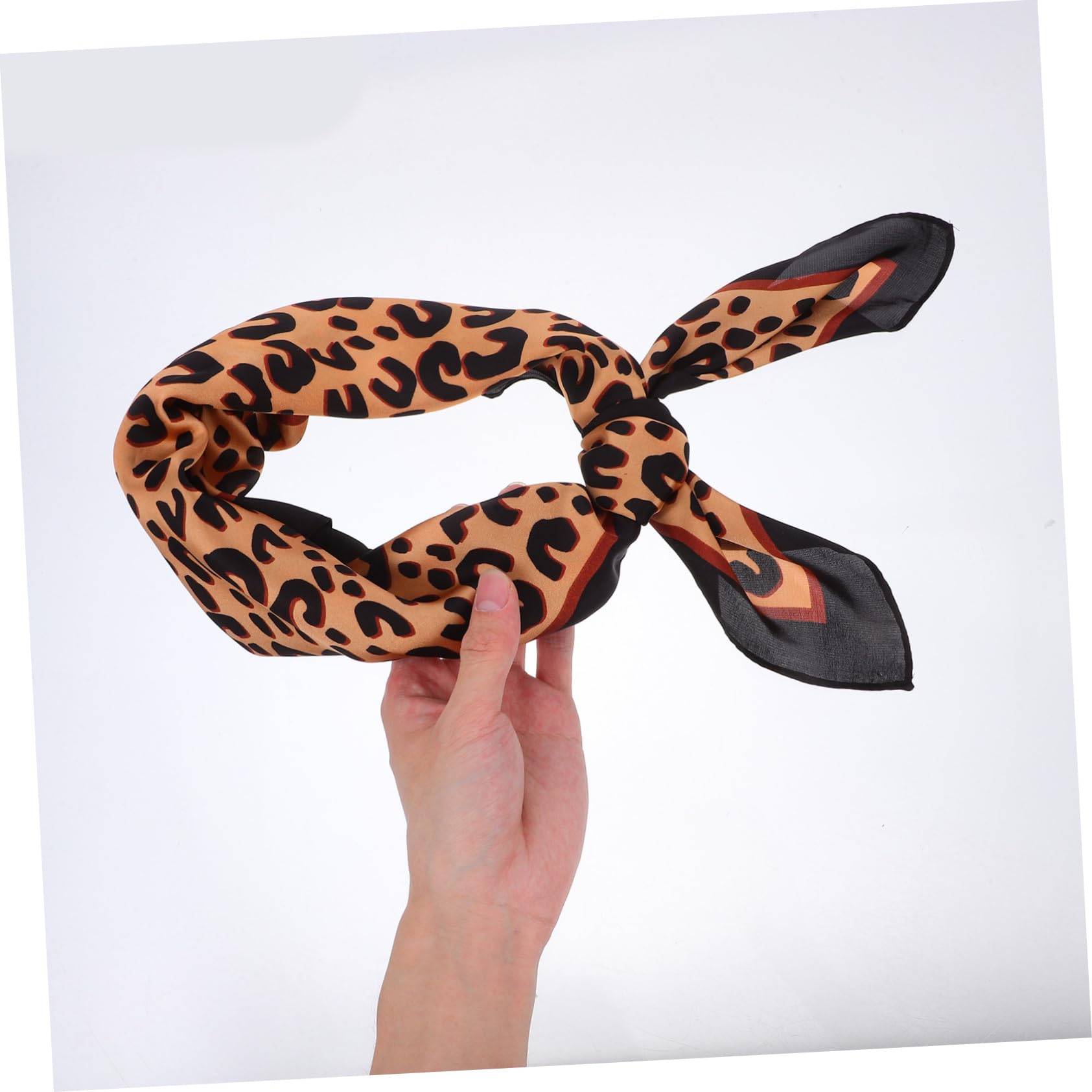 VANZACK Bufanda Cuadrada de Seda Fina Estampado Leopardo, Pañuelo para Mujer, Accesorio Ligero para Bolso, Uso Diario y Obsequio Día Madre, Tamaño 70x70 Cm, Color Negro Color Aleatorio