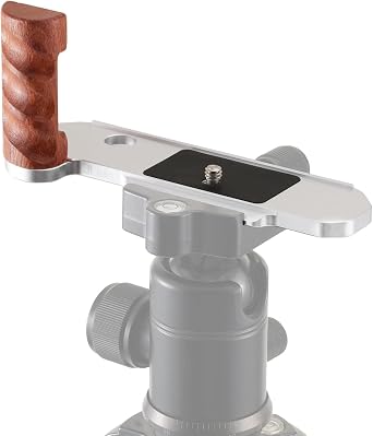 Wooden L-Shape Handle Grip Side Hand Grip for Nikon FM2 Camera,Built-in Quick Release Plate for Arca-Swiss Tripod Ball Head Silvery