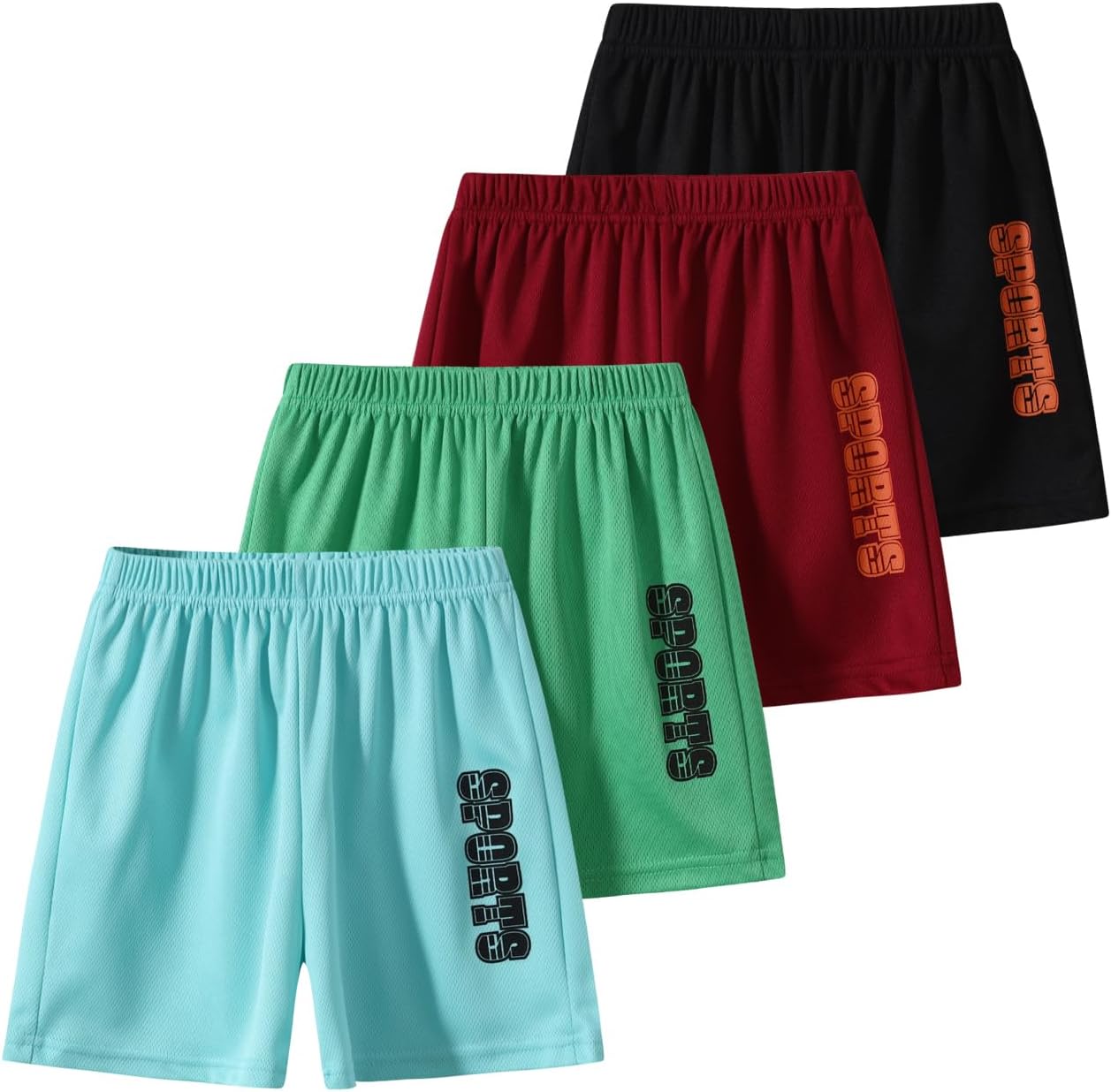 4 Pack Boys Athletic Shorts Kids Workout Sweat Shorts Casual Elastic Waist Activewear for Gym Running 3-12 Years