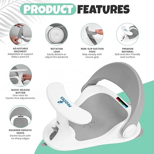 Miniatura 2 de Asiento de baño de bebé para bebés de 6 meses en adelante sentados  Asiento de baño antideslizante con ventosas de seguridad y alerta de