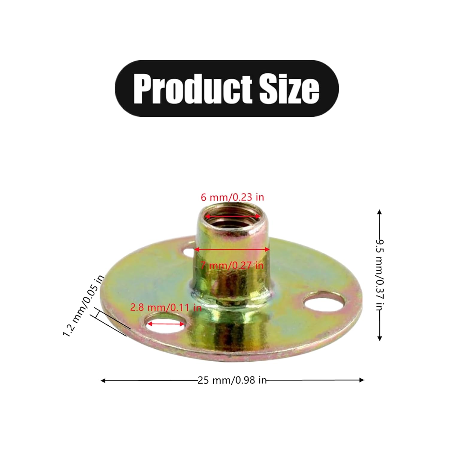 30Pcs Carbon Steel 1/4"-20 Brad Hole T-Nut Furniture Flange Insert