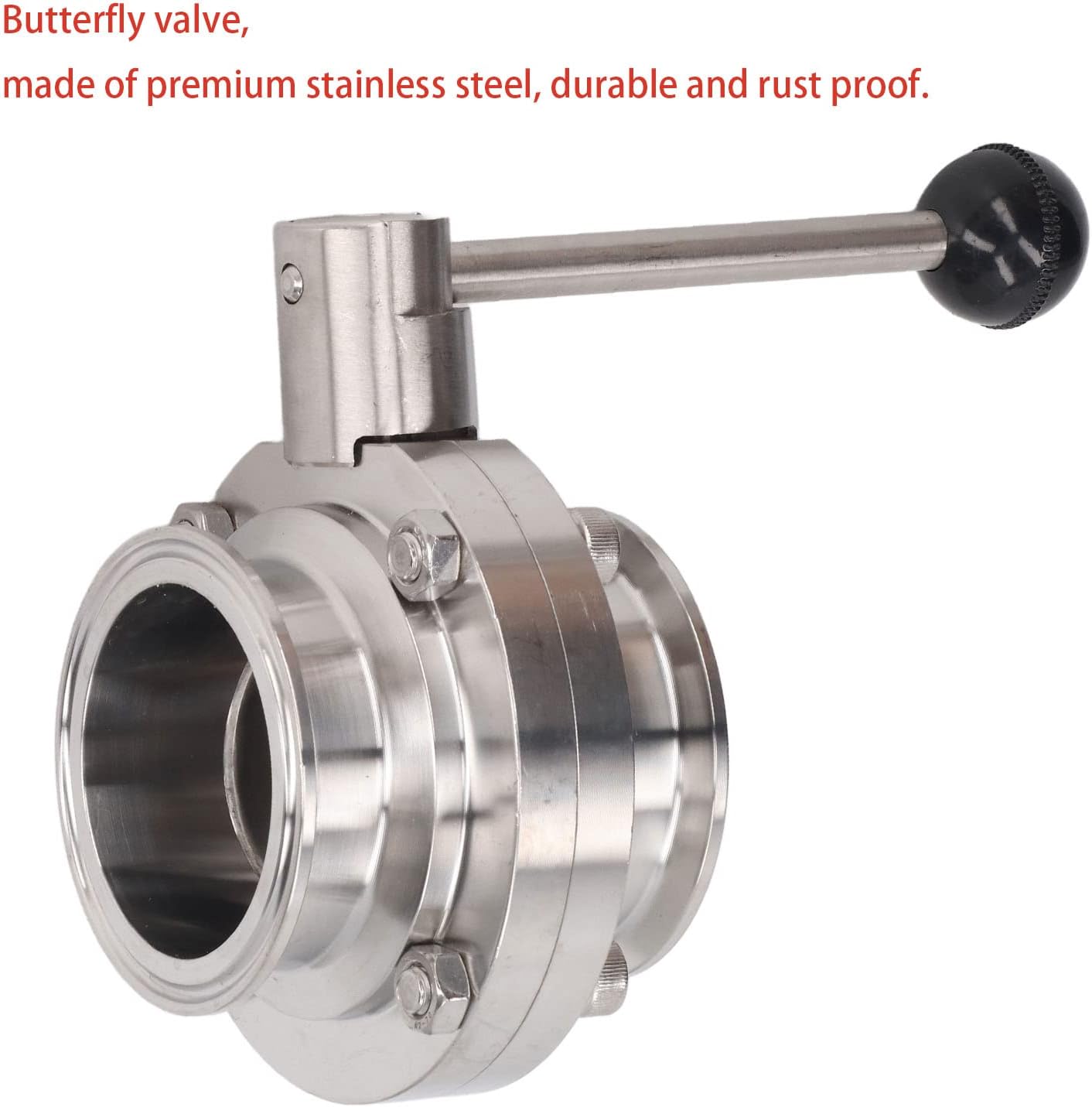 Butterfly Tri Valve Stainless Steel Manual Handle Quick Clamp Sanitary Butterfly Valve with Silicone Gasket (OD 76mm)