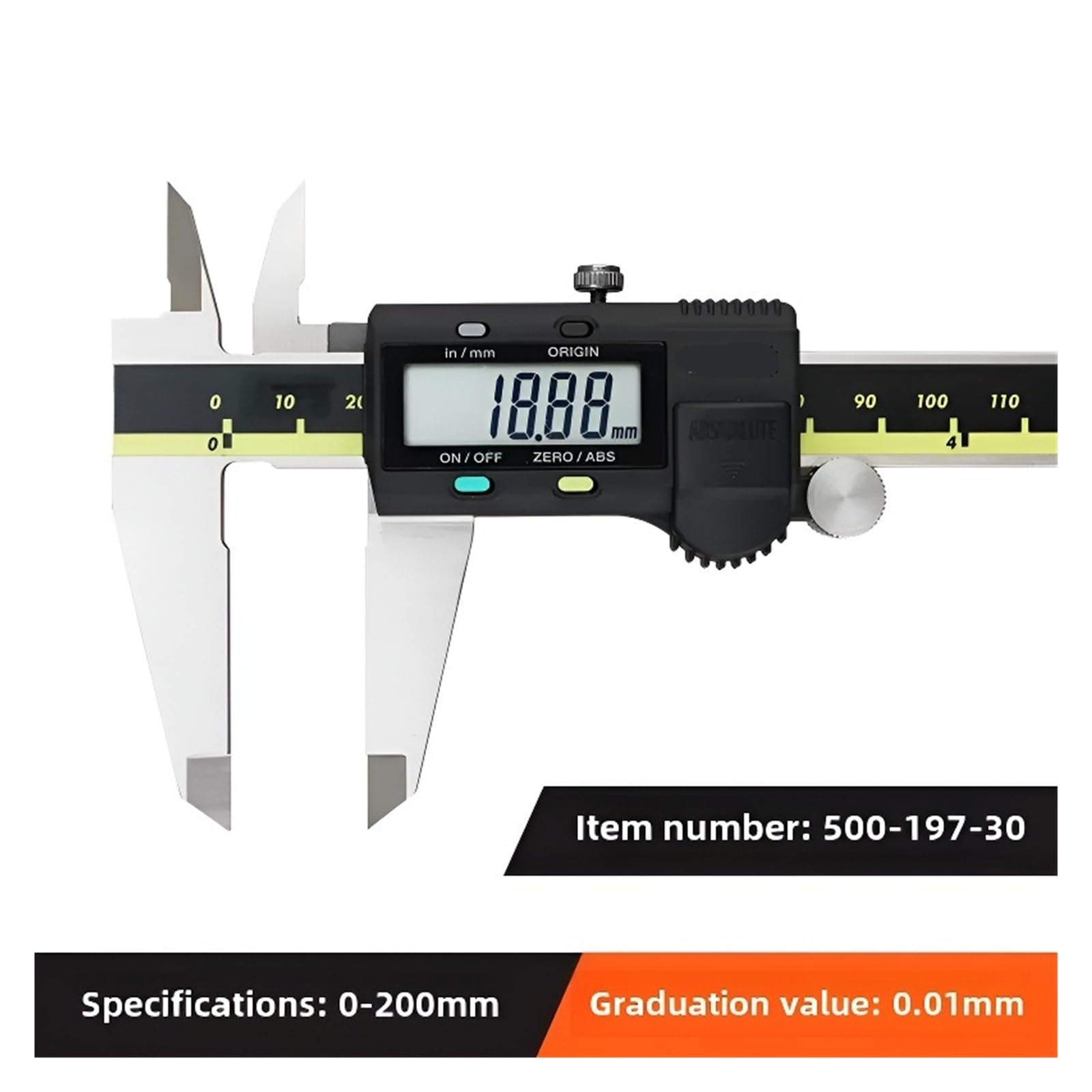 Calibradores digitales 0-150 200 300 mm Herramienta de medición de calibrador Vernier de acero inoxidable(0-200mm 500-197-30)