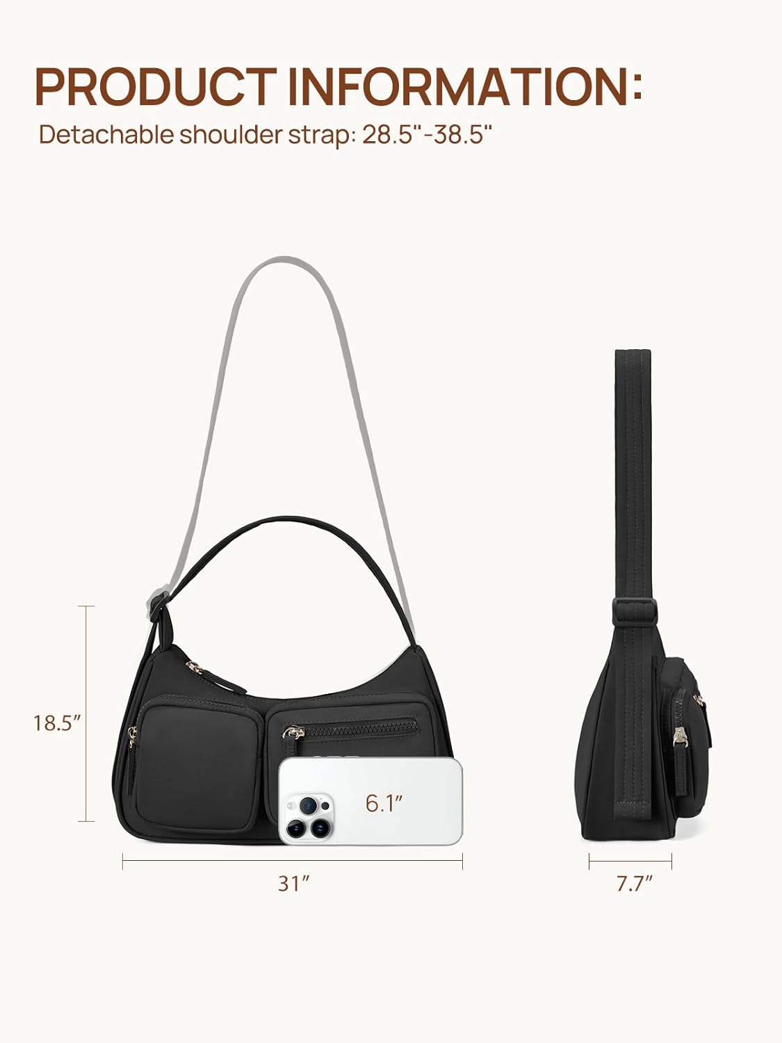 Telena Nylon Shoulder Bag for Women Y2K Trendy Purse Crescent Bag Cute Handbag - Image 5