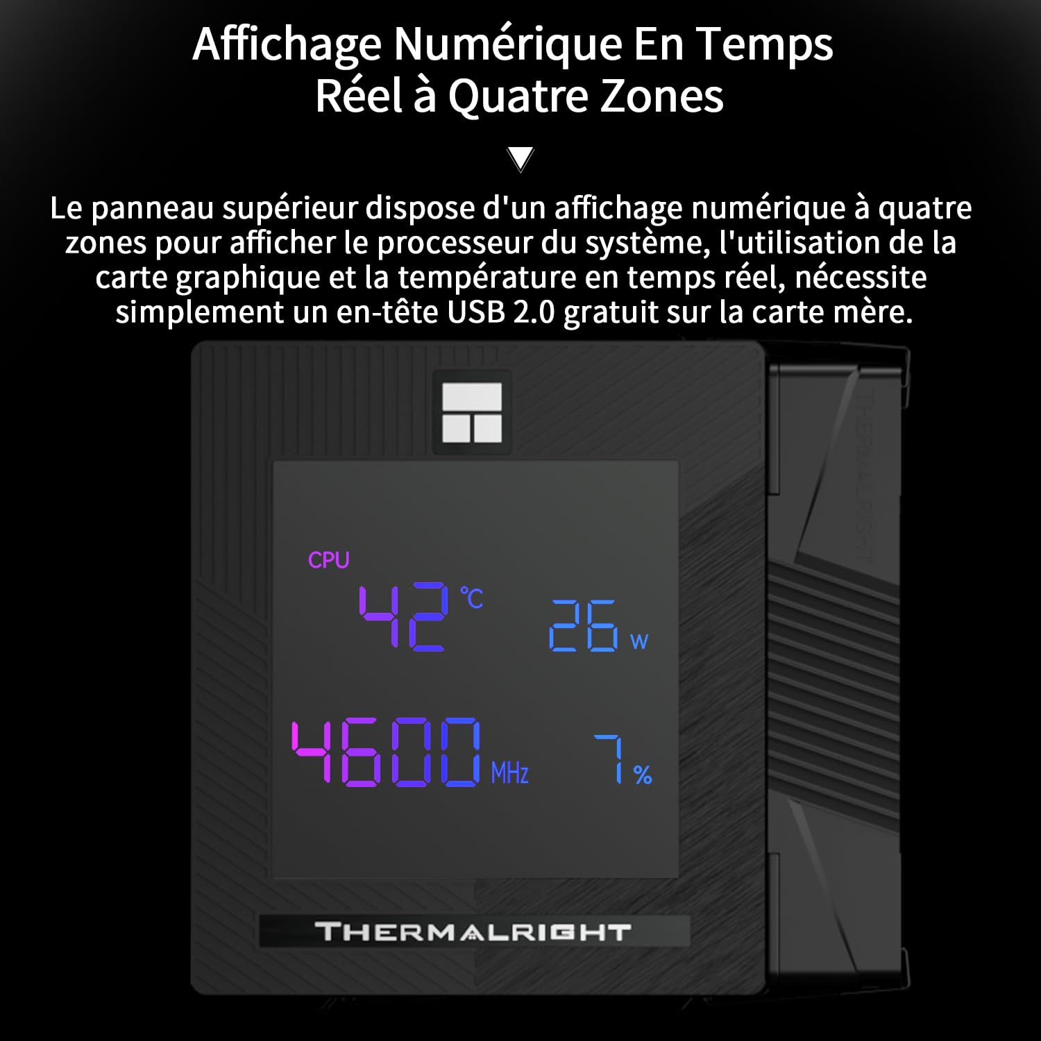 TR Phantom Spirit 120 Digital EVO CPU Cooler, Schermo Digitale Coperchio Superiore, 7×6mm Heat Pipes CPU Air Cooler, Computer di Raffreddamento per AM4 / AM5 / Intel lga1851/1700/1150/1151/1200