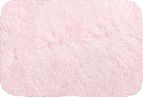 ConCus-T Alfombra de baño rosa lanuda para niñas, alfombra de baño teñida para niñas, regalo elegante, alfombra de felpa de piel sintética para