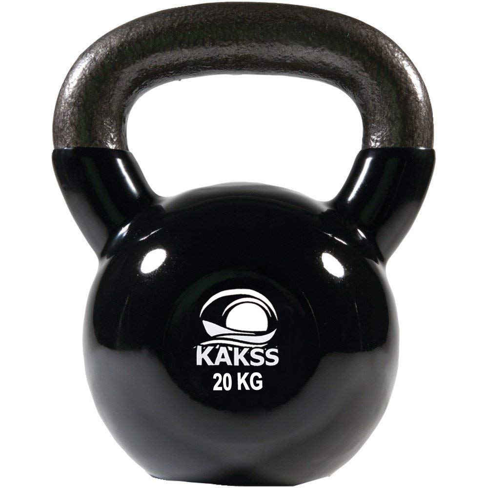 Kakss Vinyl half coating Kettle Bell for Gym & Workout (Size: (2KG, 4KG, 6KG, 8 KG, 10KG, 12KG, 14 KG, 16 KG, 18 KG, 20 KG, 24 KG, 28 KG, 32 KG, 36 KG, 40 KG) (20 KG (Black)) (PROUDLY MADE IN INDIA)