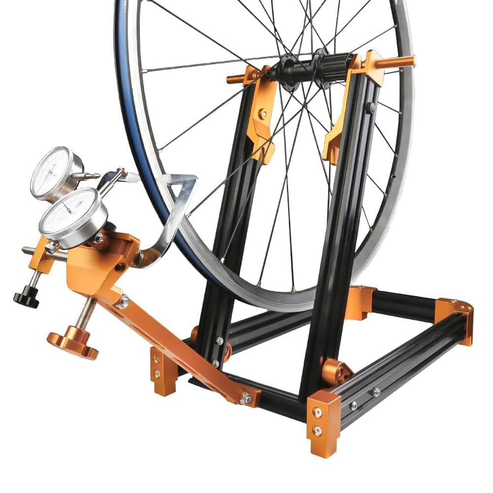 KK-GAL Portable Aluminum Alloy Bike Repair Stand, Foldable Bicycle Rim Adjustment Stand, Professional Bicycle Wheel Truing Stand, Portable Aluminum Bicycle Stand Manintenance Workstand