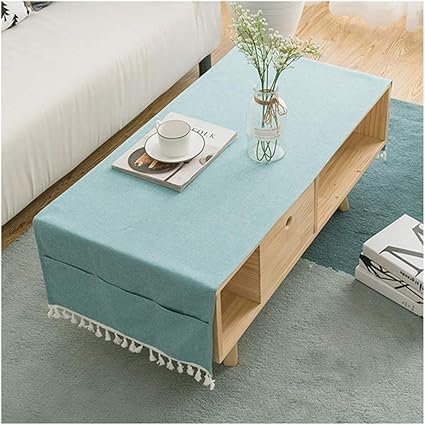 Amazon 今春花信 ティーテーブルクロス 長方形 ローテーブル用 無地 タッセル 両側収納袋 テーブルカバー テーブルマット テレビボードクロス テーブルランナー 北欧風 撥水加工 汚れ防止 耐熱性 厚手 耐久性 おしゃれ インテリア 茶室 数寄屋 マリンブルー 50 150cm