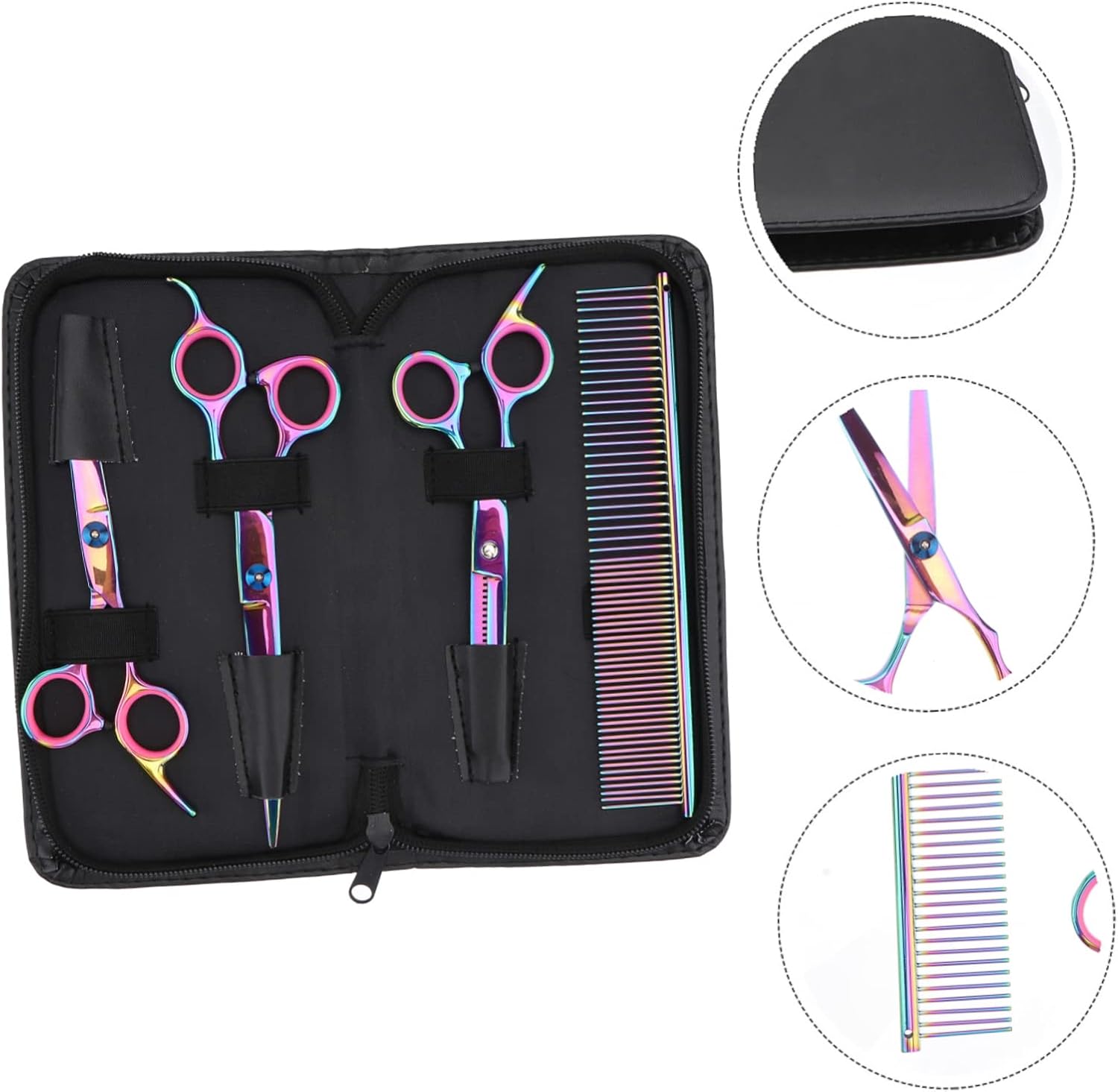 4Pcs Stainless Steel Hairdressing Scissors Kit with Comb Professional Hair Cutting Tools for Barber and Home Use Includes Thinning Flat Cut Shears Durable Corrosion